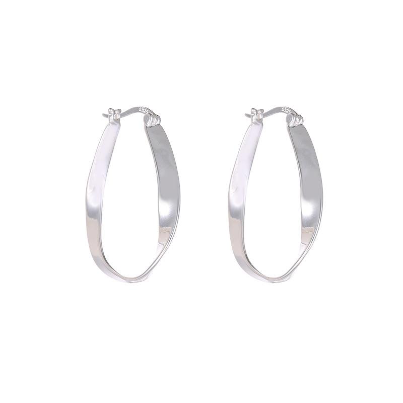 

925 Silver Torque Line Hoop Earrings For Women Hypoallergenic Jewelry Geometric Earrings Fashion Accessories срібний