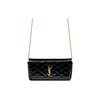 Ysl Gaby Bronzové kování Zapínání na patent Kůže telete Crossbody Taška přes rameno Dámské tašky Černá 754051-0UFU7-1000
