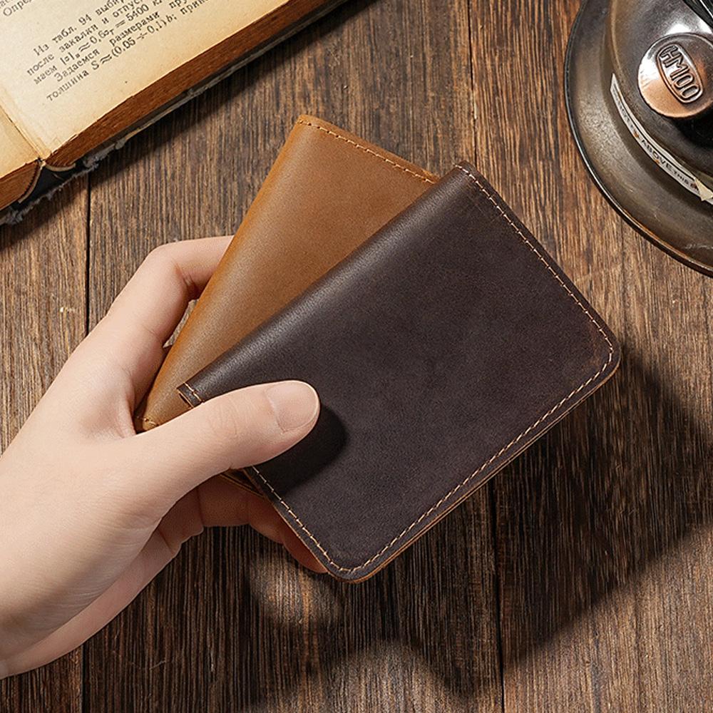 Handmade Leather Cards Holder Vintage Style Minimalist Leather Credit Card Wallet Id Wallet for Men Protector Sleeve