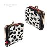 Pisoraro Women's Dalmatian Print Mini Wallet In White and Black with Clasp, PR241 DALMATIAN