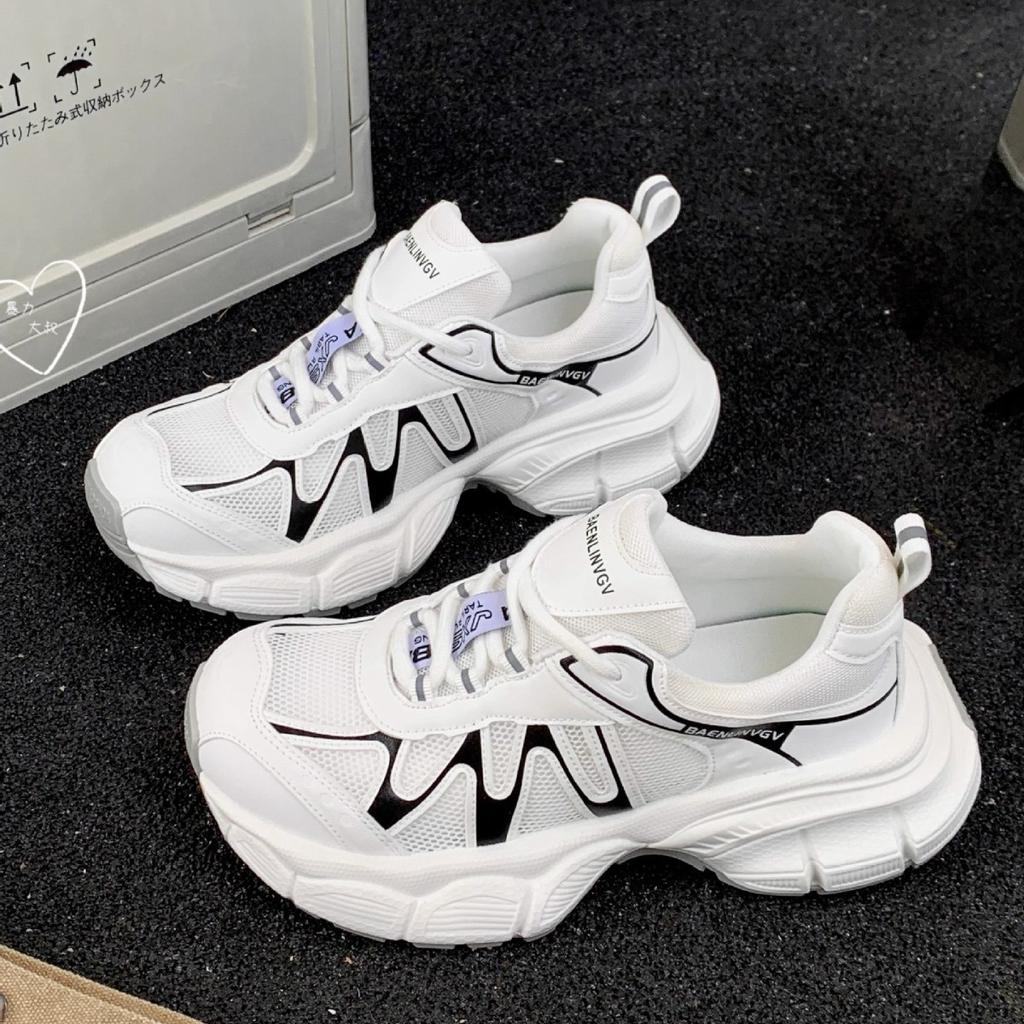 Summer Internet Celebrities Popular Old Shoes Women's 2025 New Mesh Breathable Platform Sports Shoes Leather Soft Sole Casual Shoes