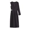 2025 Spring Women's One-Shoulder Slim Fit Midi Dress