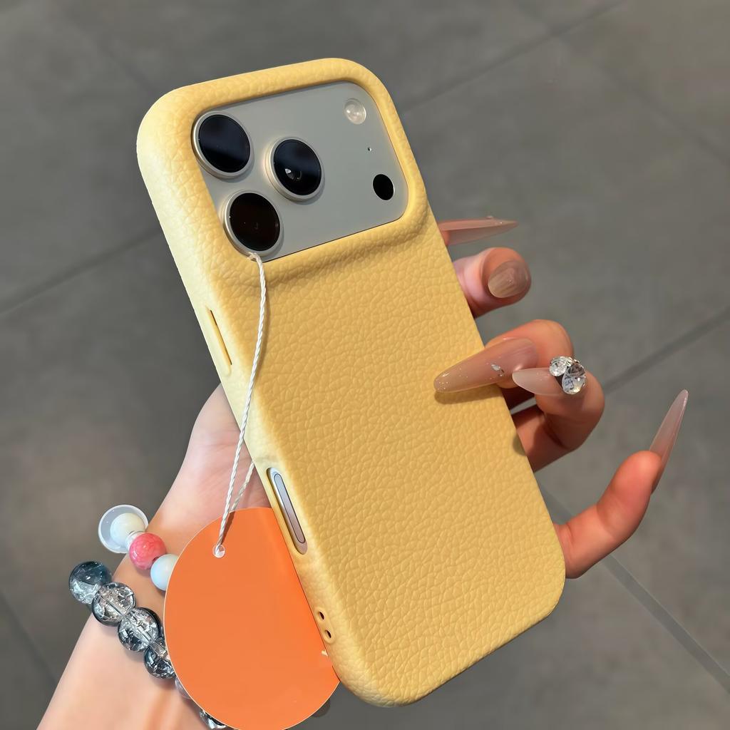 Luxury Lychee Leather Texture Phone Case For iPhone 17 Pro Max 17 Air 16 Plus 15 14 13 12 Pro Max Candy Shockproof Soft Cover