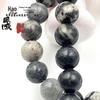 Natural Black and White Grid Stone Buddha Bead Bracelet DIY Kit with Round Loose Beads