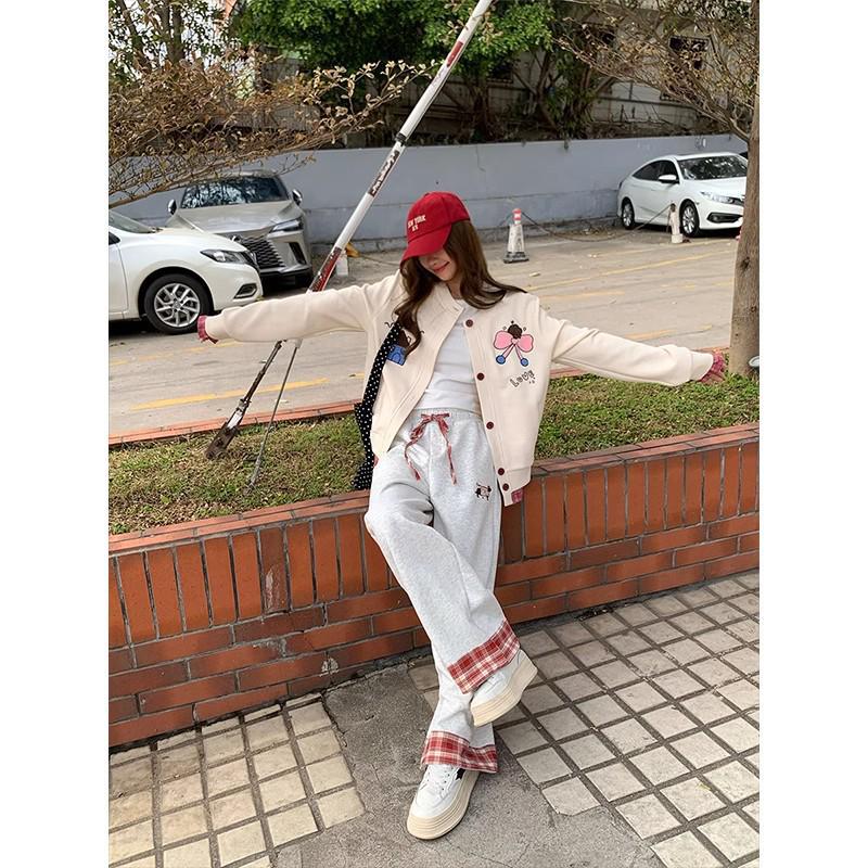 Damen Graue High-Waist Sweatpants mit Spitze und weitem Bein - Kollektion Frühjahr 2025