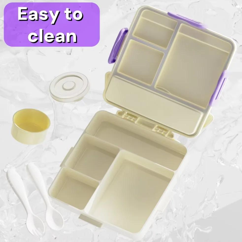 1000ml Kids Bento Lunch Box with 4 Compartments Cute Food Storage Container Suitable for Microwave And Fridge