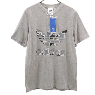 Nieużywany T-shirt z krótkim rękawem z logo Trefoil S szary Męski Używany