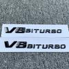 LWC1 V8 BiTurbo 3D Gloss Black 2pcs ABS Emblem Side Fender Badge For Mercedes AMG E63 C63