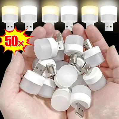 50/2Pcs Portable Mini Night Light Eye Protection USB Plug LED Lamps Book Reading Lights Computer Mobile Power Plug-in Night Lamp