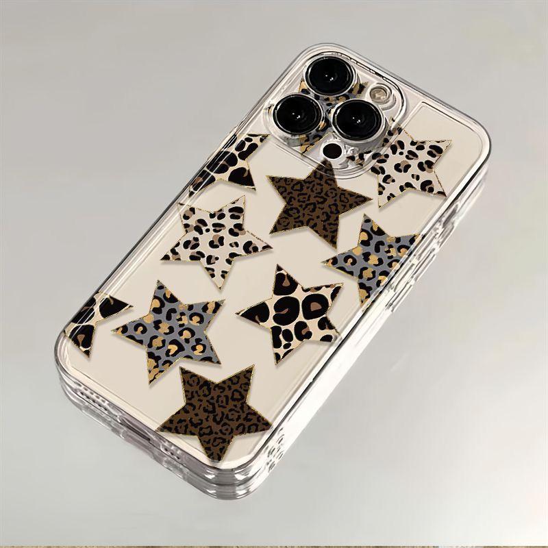 

Fashion Leopard Print Star Clear Phone Case For iPhone 16 15 11 12 14 13 Pro Max Mini X XSMax XR 7 8 Plus SE4 16e Silica Covers iPhone 7