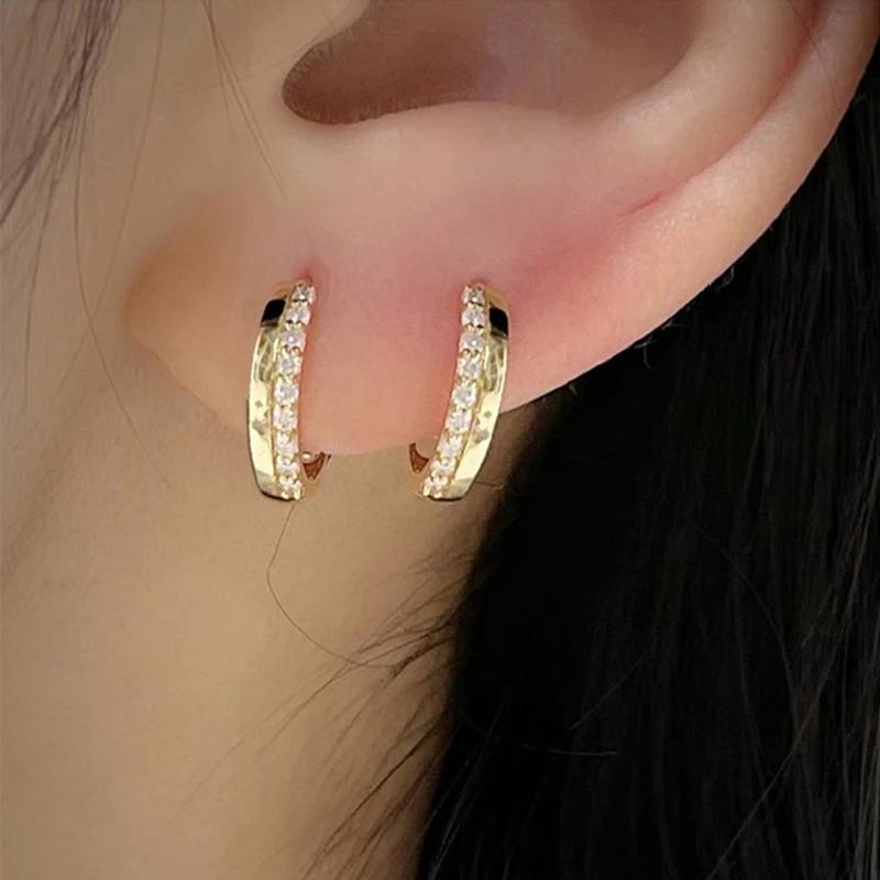 CAOSHI Versatile Luxury Women s Hoop Earrings Intersperse Bling Bling Cubic Zirconia Wedding Chic Jewelry Daily Wear Accessories