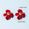 Fashionable Retro Red Velvet Flower Zinc Alloy Stamen Earrings for Women, Jewelry, Parties, Daily Matching Gifts