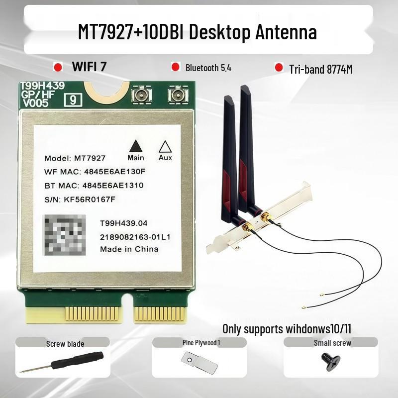 MediaTek MT7927 Dreiband WiFi 7 & Bluetooth 5.4 Netzwerkkarte für Laptops & Desktops