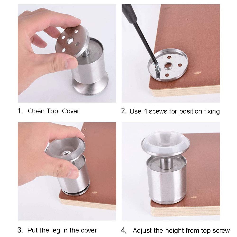 NUZAMAS Adjustable Furniture Legs, Set of 4, 50x150mm Stainless Steel, for Cabinets, Coffee Tables, TV Stands, Sofas, and Bathroom Cabinets