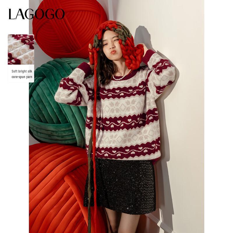 Женский вязаный свитер LAGOGO 2025 в стиле Fair Isle S