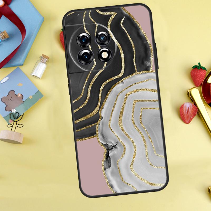 Luxury Gold Foil Art Case For OnePlus Nord 5 CE 2 3 4 Lite N20 N30 OnePlus 10T 12R 13R 13T 10 11 12 13 15 Cover