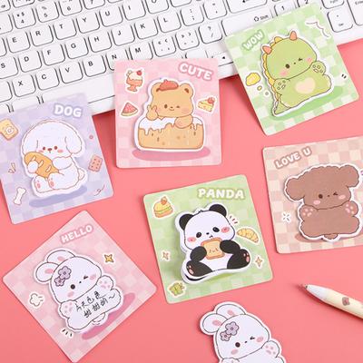 4Pcs Sticky Paper Cute Special-Shaped Cartoon Design Self Adhesive Note Pads Stable Stickiness Thickened