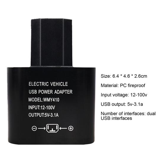 Electric Car Phone Charger LED Digital Display DC 12-100V Electric Vehicle Phone USB Power Adapter with Voltmeter for Smartphone