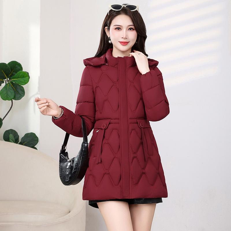 Women's Mid-Length Hooded Down Jacket - 2025 Autumn/Winter Slim Fit