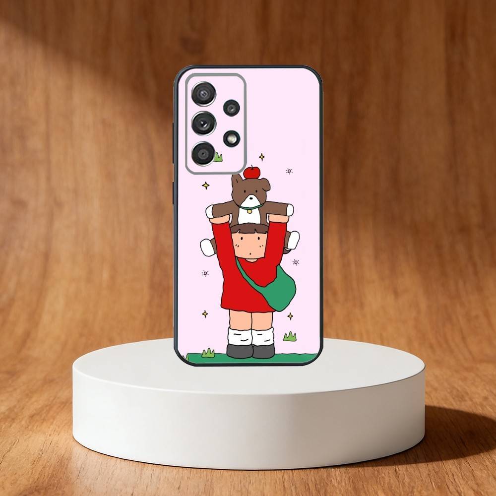 Cute Cartoon Couple Phone Case For Samsung S25,S24,S21,S22,S23,S30,Ultra,S20,Plus,Fe,Note,10,9,5G Black Cover