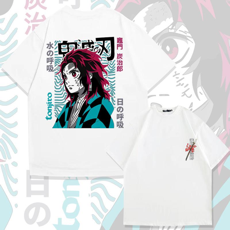 Demon Slayer Animation Derivatives Kamado Tanjirou Tshirt Printing Mens 2025 Summer Fashion Casual Oversized Streetwear