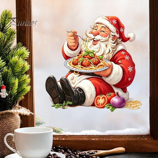Decorative Window Film Santa Claus Wall Sticker, Waterproof PVC Decal, Removable Creative Xmas Gifts for Friends Festive Art Glass Windows And