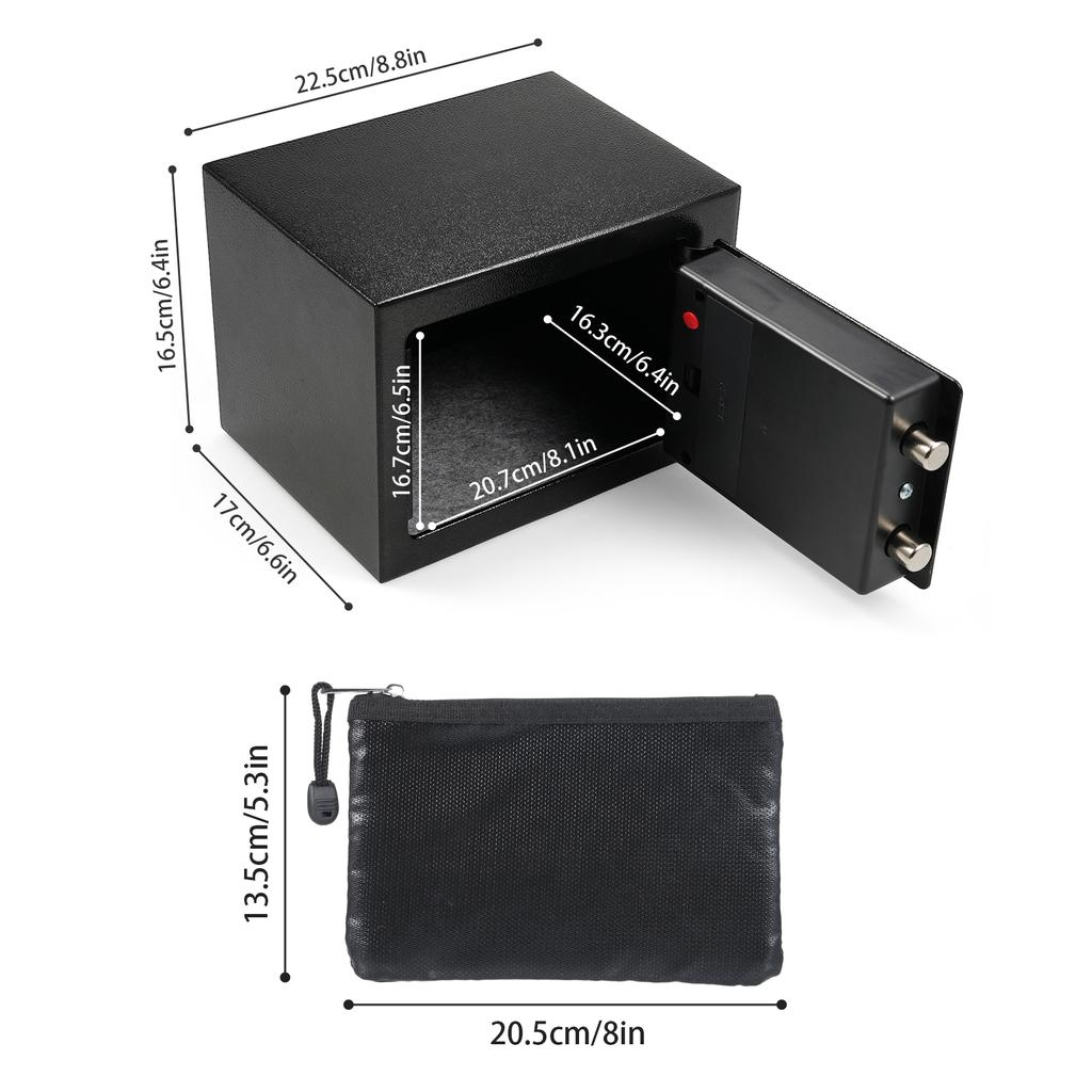 Cajas Fuertes para el Hogar Caja Impermeable Ignífuga + Bolsa para Documentos con Teclado y 2 Llaves de Repuesto Digital para el Hogar