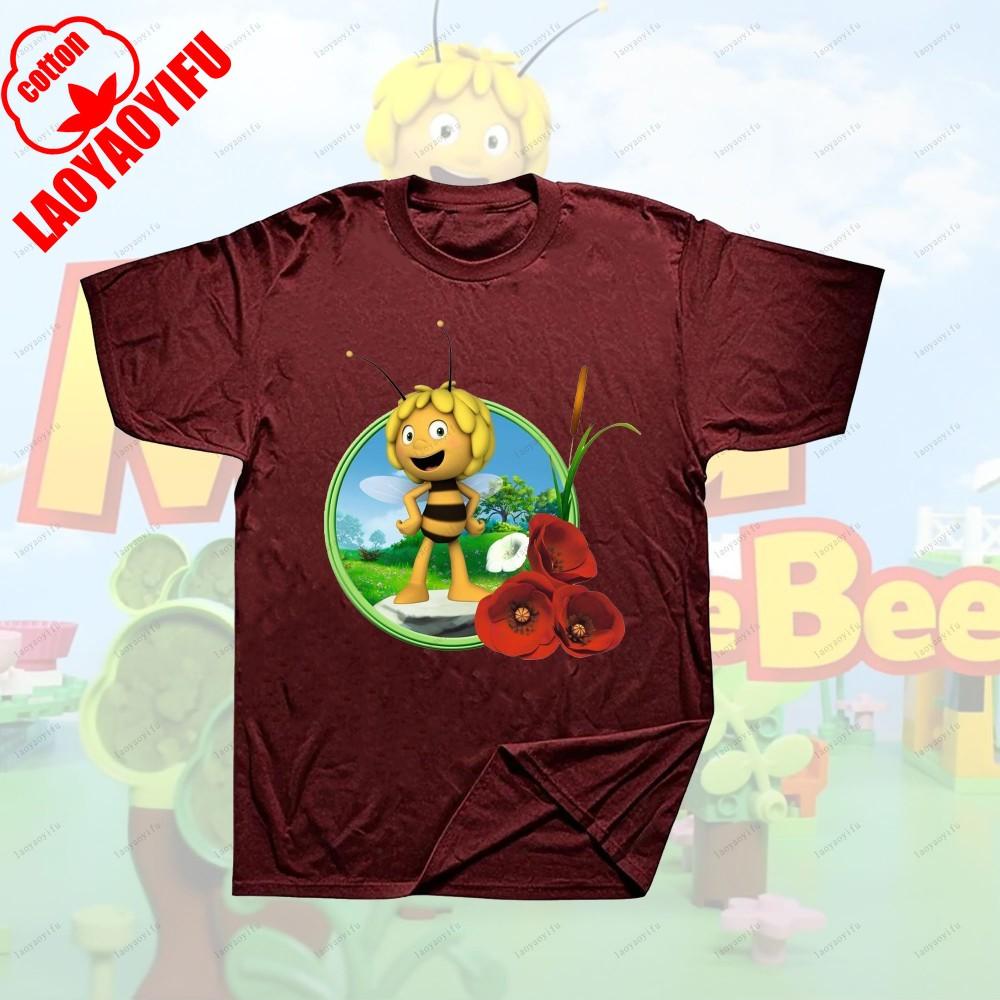 Maya The Bee Movie Cartoon Character T-shirts Maya The Bee Movie Kawaii Cartoons T Shirt Summer Breathable Camisetas