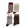 Autumn and Winter Color-blocked Striped Retro Pile Socks, Personalized and Trendy School-style Socks, Pure Cotton Socks for Women