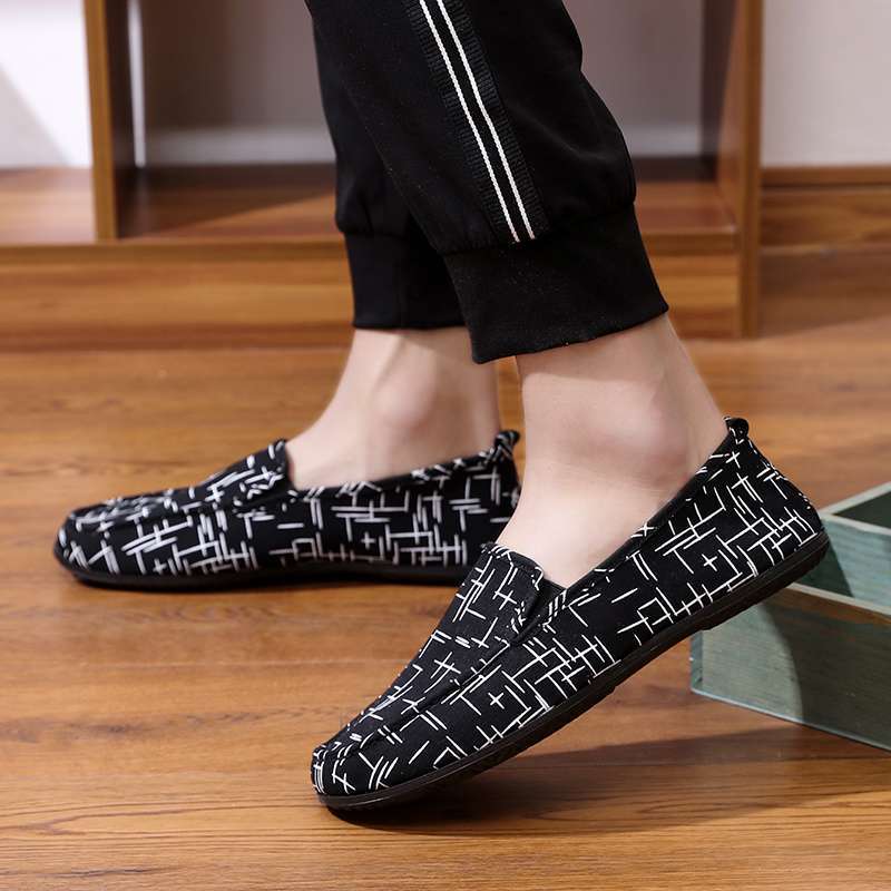 Fashion Men's Casual Shoes White Loafers Cleat Shoes Rhombus Line Decoration Adulto Driving Comfortable Casual Shoes Men Sneakers Flats