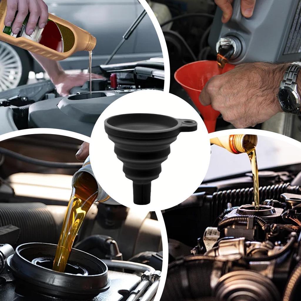 8x7.5x1.5cm Car Oil Funnel Foldable Silicone Splash-Proof Universal Portable Auto Engine Oil Petrol Change Funnel Portable