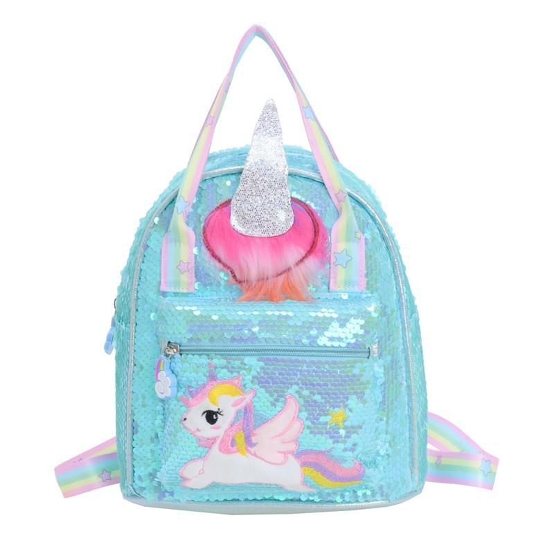 Unicorn Pattern Colorful With Sequins Children Backpack For Kindergarten