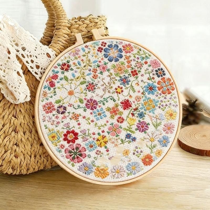 

Florals Crosses Stitching Set for Daily Embroidery Projects Includes Supplies for Relaxation and Decoration X3UC CN