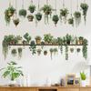 Green Potted Plant Wall Stickers for Living Room Hanging Potted Wall Decals Bedroom Home Wall Decoration Background