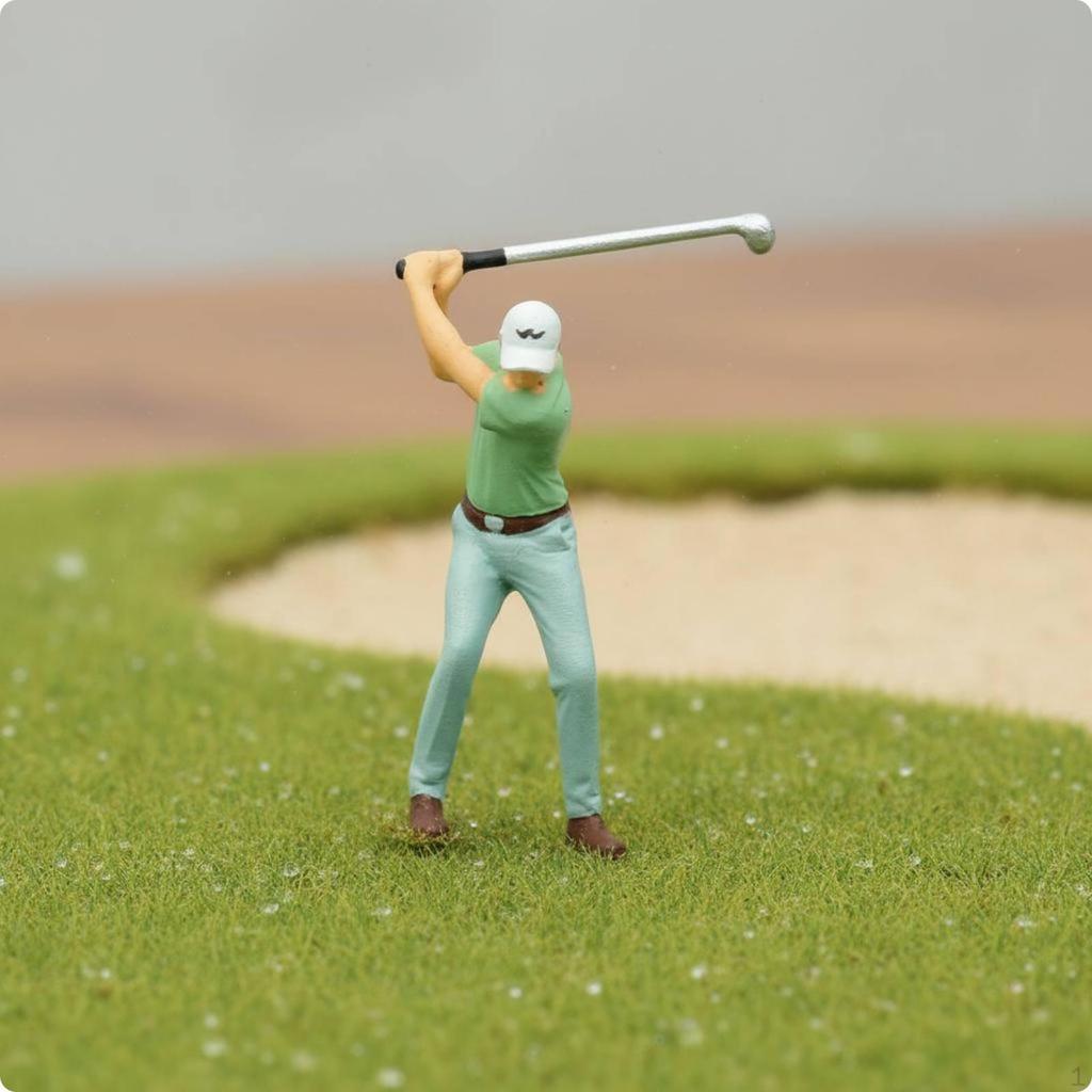 1:64 Golf-Miniaturen Mikrolandschaft Dekoration Golferfiguren Lebendige Posen Spieler