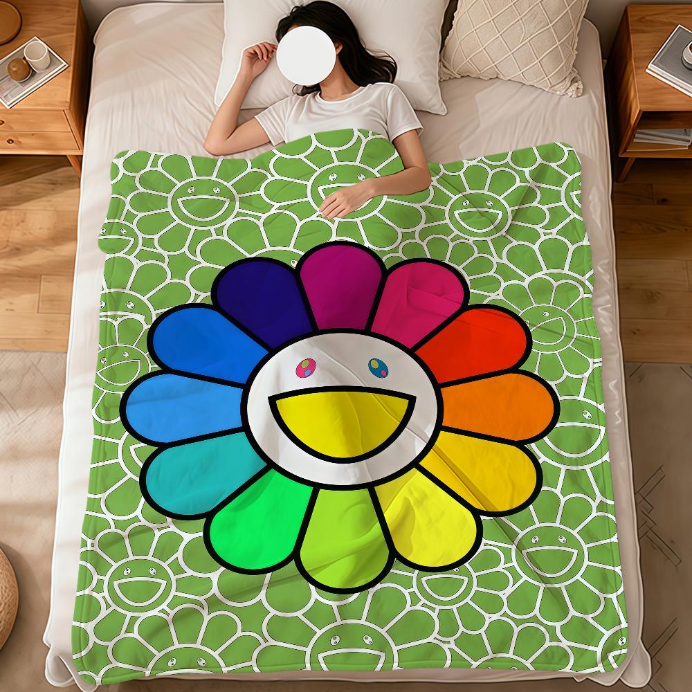 flower face Abstract pop modern murakami soft warm plush blanket dorm sofa living room pet hogar bedroom gift nap home Flannel
