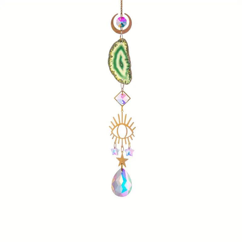 1pc Crystal Suncatcher, Window Hanging Sun Catcher with Prism and Agate Slices, Used for Home Garden Wedding Decoration