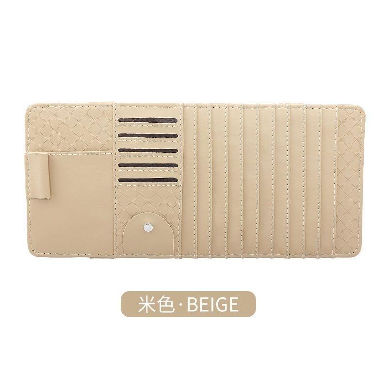 Car Sun Visor CD DVD Holder Bag Disc PU Leather Sunshade Sunglasse Pen Clips Card Storage Case Organizer Multi-Pocket Pouch Bag