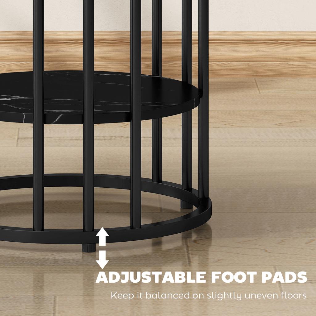 Set of Two Marble-Effect Coffee Tables - Black