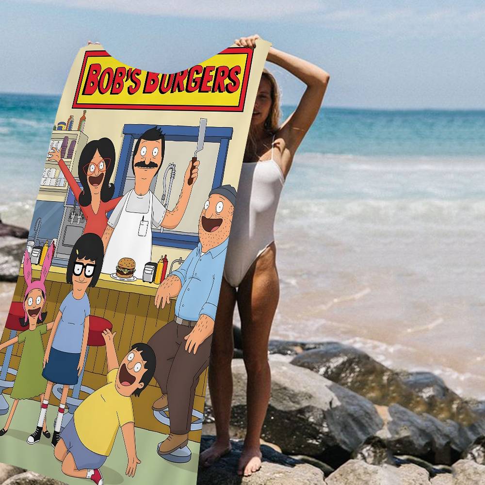 Asciugamano da Spiaggia Bobs B-Burgers Anime Morbido Assorbente Lavetta Regali per Bambini Viaggio Campeggio Palestra
