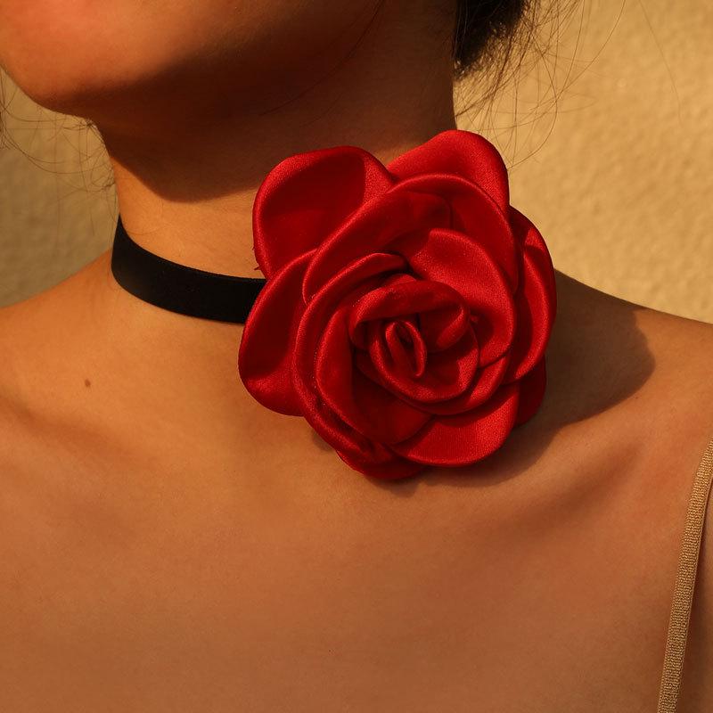 Korean Handmade Fabric Flower Choker Necklace