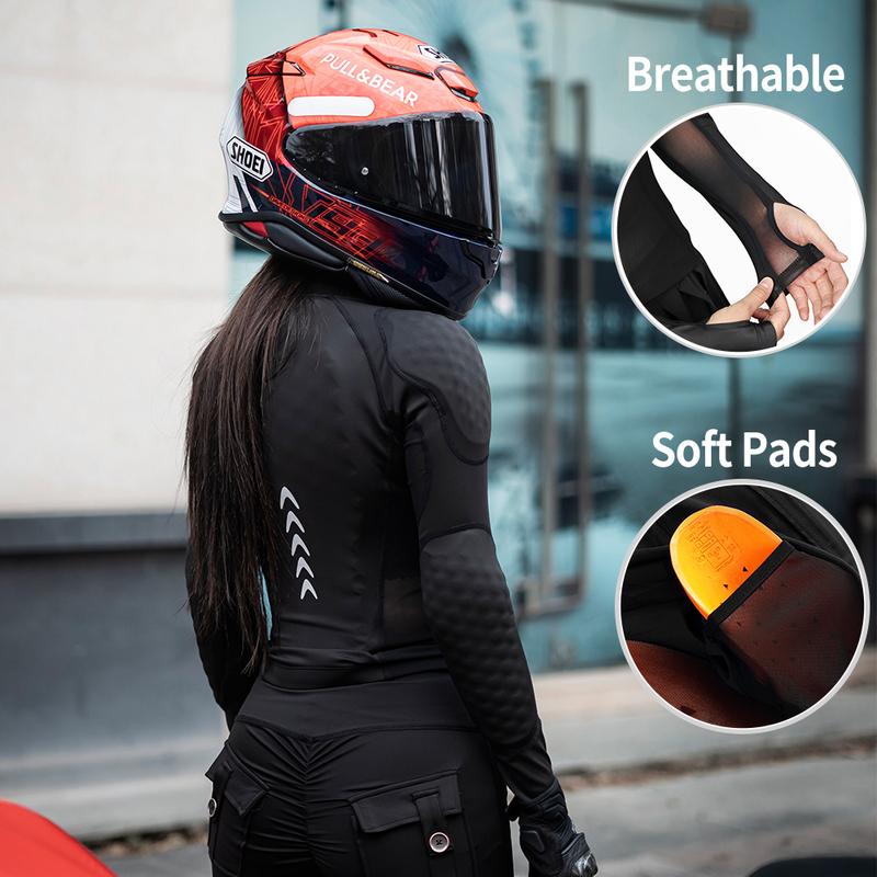 WOSAWE Dames Motorjas en Broek Set met Verwijderbare Beschermers Zachte Gewatteerde Kleding Zomer Ademende Motocross Kleding Sexy Pasvorm