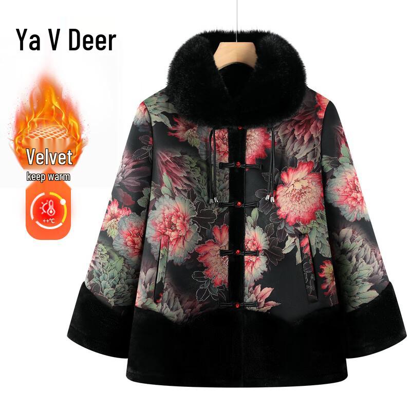 

Yalu Women s New Chinese Style Plus Velvet Winter Coat XL