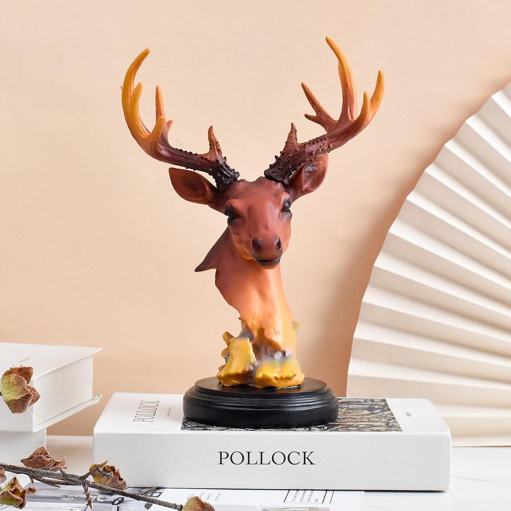 Luxurious Deer Ornament - Decorative Resin Craft for Office, Living Room, or TV Cabinet.