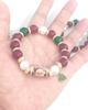 Hand-Painted Christmas Tree Beaded Bracelet - Women's Elastic Holiday Gift