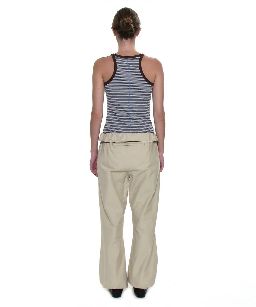 PARTIMENTO WOMEN Two-Way Frill Turnover Waist Pants_Khaki Beige