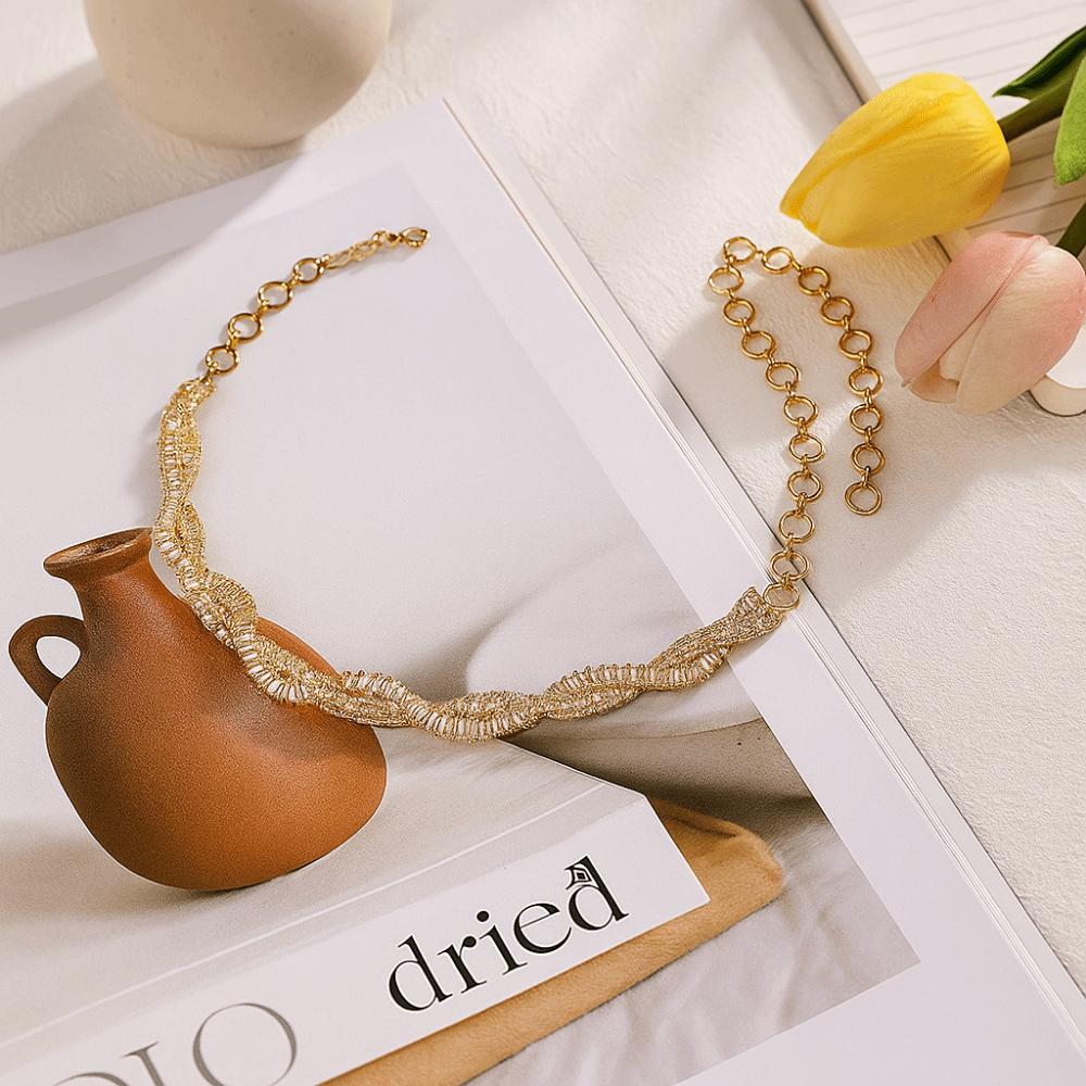 Multi-Row Geometric Crystal Choker Necklaces Luxury Trendy Weave Necklaces Fashion Accessories