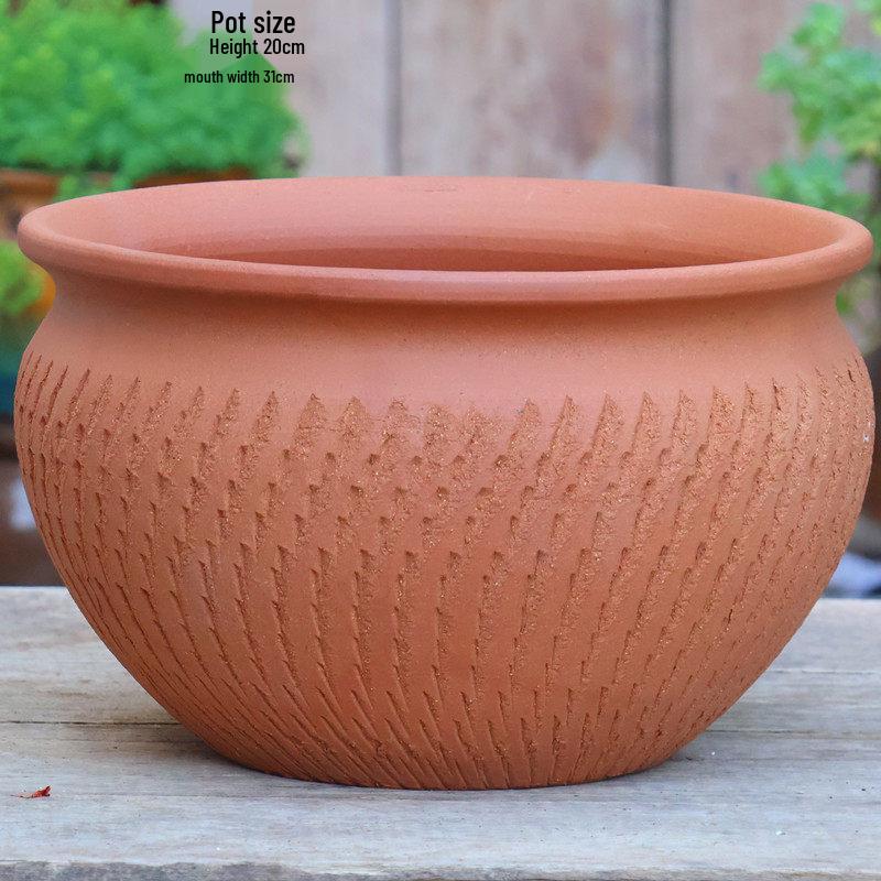 Retro Ceramic Tall Wide-Mouth Flower Pot: Tree Trunk Design for Bougainvillea, Hydrangea, and Roses.