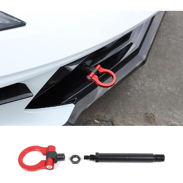 

Front Bumper Tow Hook for Corvette C8 2020-2024 2025 Heavy Duty Track Racing Style Alloy Steel Front Bumper Mid Engine Trailer Hitch Towing Hooks червоний