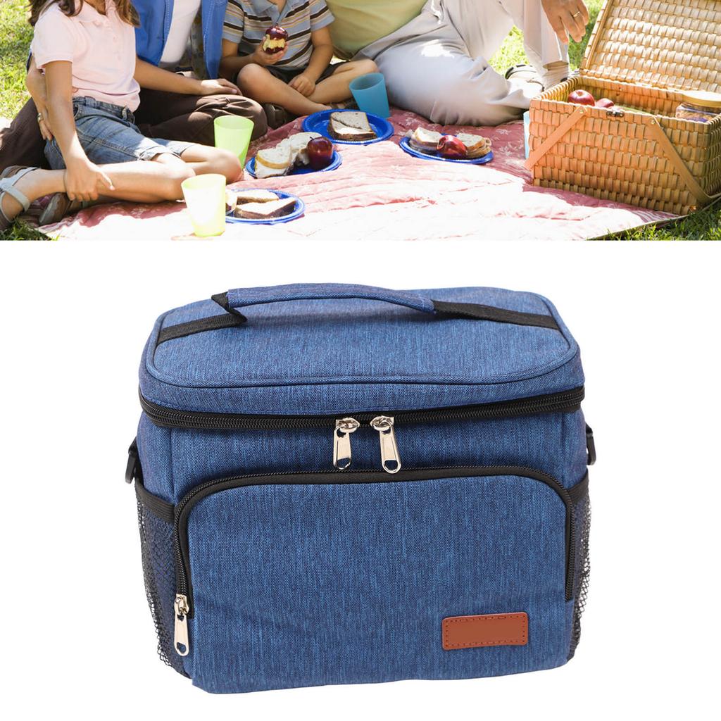 Insulated Lunch Box Oxford Cloth Leakproof Blue Waterproof Thermal Cooler Sack Food Handbags for Men Women